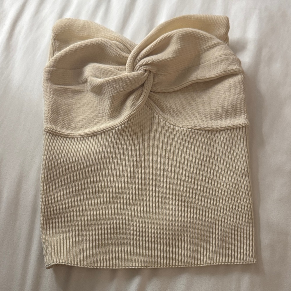 Cream Knitted Tube Top